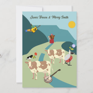 Invitación Boda de música country de vacas de amor