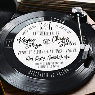 Invitación Boda de música de vinilo en blanco y negro