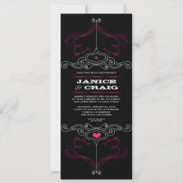 Invitación Boda de música Roll 'n' rock rosado y negro