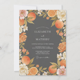 Invitación Boda de Naranja Cítrica Eucalipto Carbón
