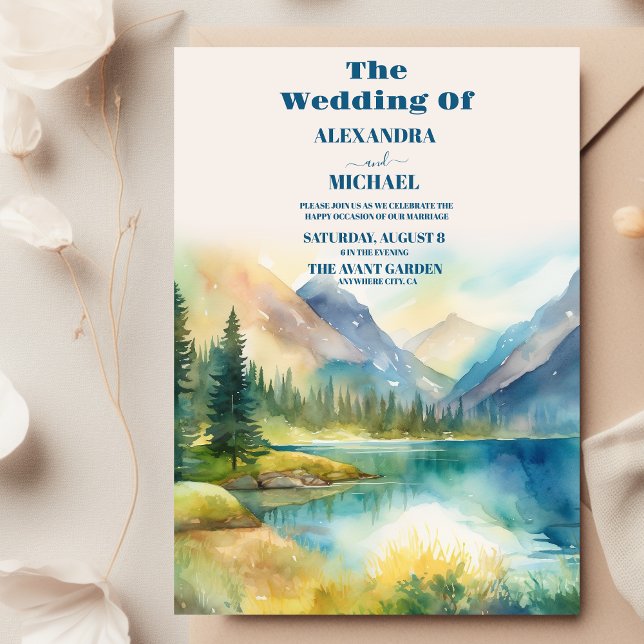 Invitación Boda de Naranja de acuarela de Mountain Rustic Sun (Subido por el creador)