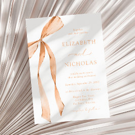 Invitación Boda de Naranja de arco de cinta de color de agua