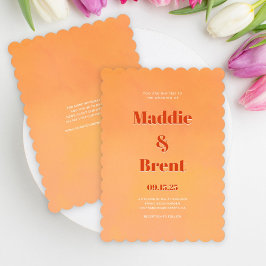 Invitación Boda de Naranja de degradado moderno brillante y n