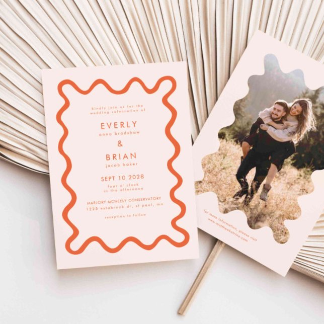 Invitación Boda de Naranja de línea dibujada a mano rápida (Subido por el creador)