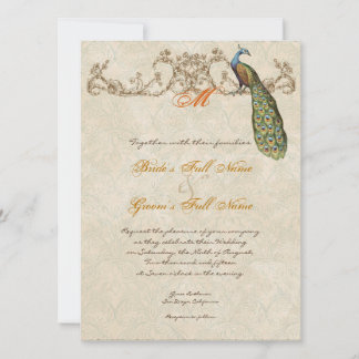 Invitación Boda de Naranja de pavo real y embutidos
