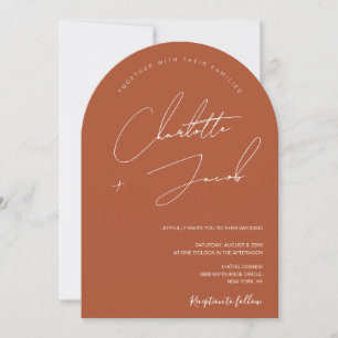Invitación Boda de naranja de quemadura mínima de terracota m