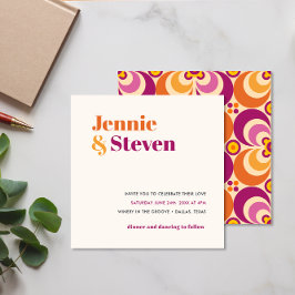 Invitación Boda de Naranja morado geométrico floral de mediad