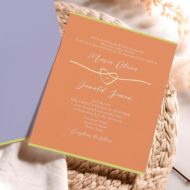 Invitación Boda de Naranja Púrpura Pastel (Subido por el creador)