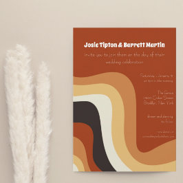 Invitación Boda de Naranja Quemado de ondas abstractas de los