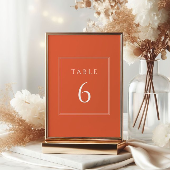 Invitación Boda de Naranja quemado moderno Número de tabla Ró (Subido por el creador)