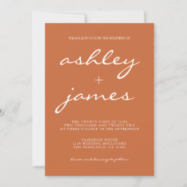 Invitación Boda de Naranja quemado por caligrafía de Moda sim