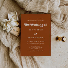 Invitación Boda de naranja retro con estilo