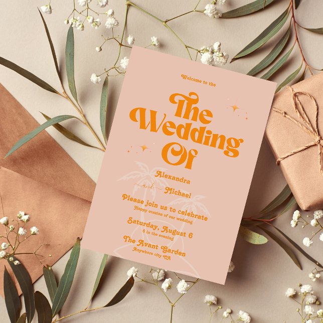 Invitación Boda de Naranja Vibrante Tropical Moderno (Subido por el creador)