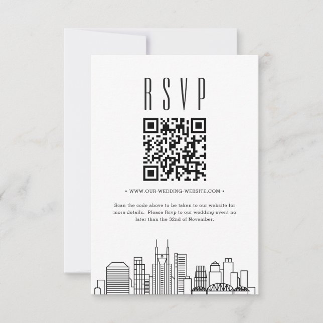 Invitación Boda de Nashville código QR RSVP (Anverso)