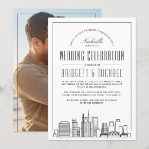 Invitación Boda de Nashville   Moderna Línea de Skyline de la