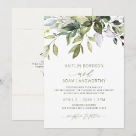 Invitación Boda de Naturaleza Botánica Verde Acuarela