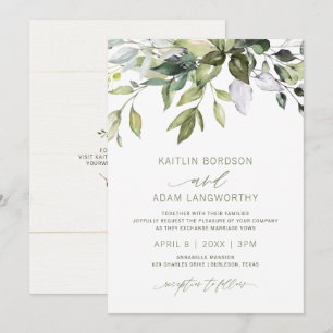 Invitación Boda de Naturaleza Botánica Verde Acuarela