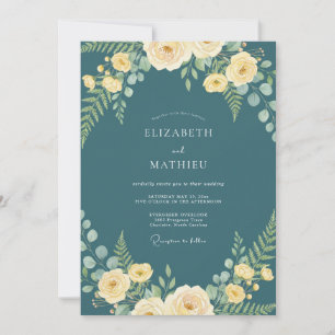 Invitación Boda de naturaleza dignificada en azul teal