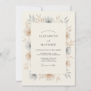 Invitación Boda de Naturaleza Elegante Azul Polvoriento