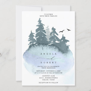 Invitación Boda de Naturaleza Forestal de Slate Blue