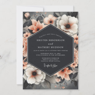Invitación Boda de Naturaleza Muerta de Melocotón Carbón