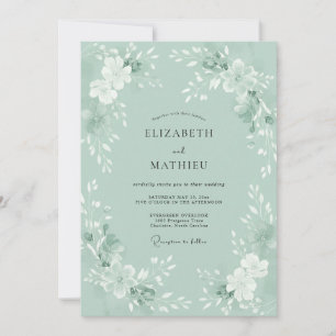 Invitación Boda de naturaleza pintada en verde menta