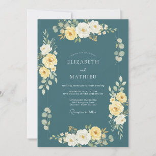 Invitación Boda de naturaleza radiante en azul verde