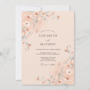 Invitación Boda de naturaleza tranquila en melocotón