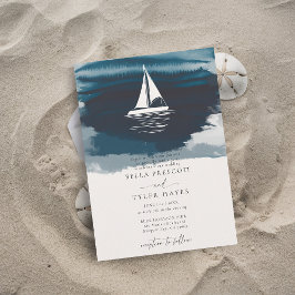Invitación Boda de navegación elegante de la marina costera O
