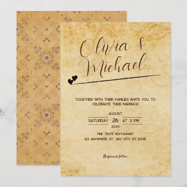 Invitación Boda de naves de papel de época (Anverso / Reverso)