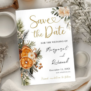 Invitación Boda de Navidad con Citricos de Invierno Save The