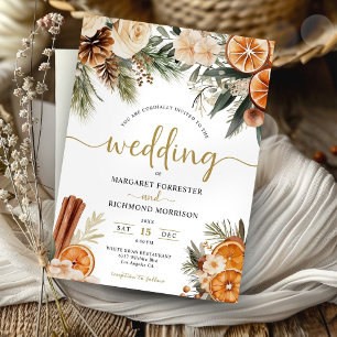 Invitación Boda de Navidad con Citrus de Invierno y Canela