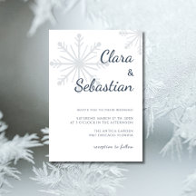 Boda de Navidad con copo de nieve minimalista azul