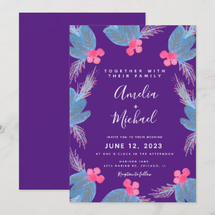 Invitación Boda de Navidad con Mano de Acuarela Fruta Morada