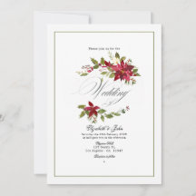 Boda de Navidad con Poinsettia y Acebo en Acuarela