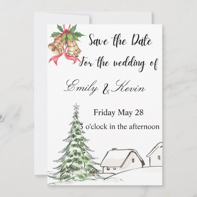 Invitación Boda de Navidad de invierno  (Anverso)
