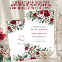 Boda de Navidad de Invierno Rojo Acebo con RSVP
