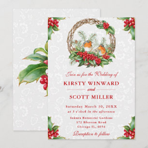 Invitación Boda de Navidad de Robin y Holly Berry