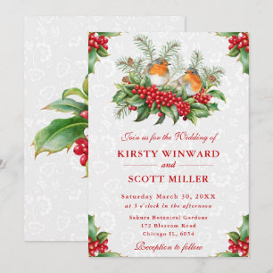 Invitación Boda de Navidad de Robin y Holly Berry