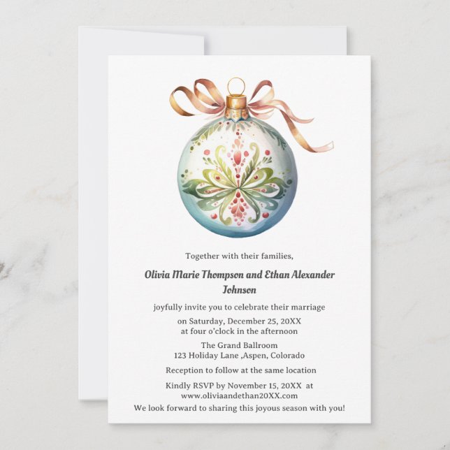 Invitación Boda de Navidad Elegante (Anverso)