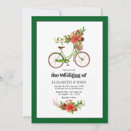 Invitación Boda de Navidad en Bicicleta Retro Poinsettia