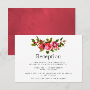 Invitación Boda de Navidad Floral Acebo Recepción