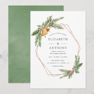 Invitación Boda de Navidad Geométrica con Acuarela Holly Joll