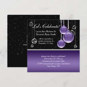 Invitación Boda de Navidad Plateada y Morada