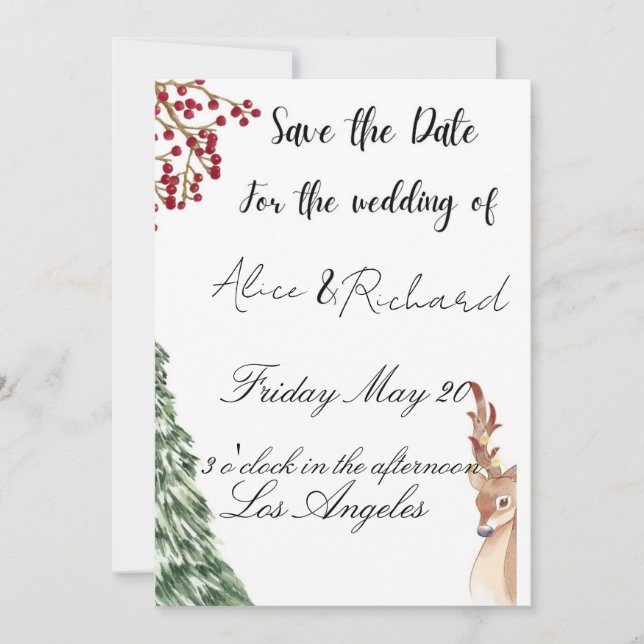 Invitación Boda de Navidad Vacaciones  (Anverso)