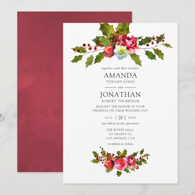 Invitación Boda de navidades (Anverso / Reverso)