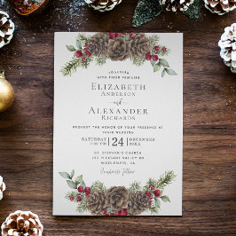 Invitación Boda de Navidades acuáticos de invierno Berries Pi