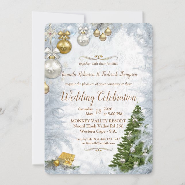 Invitación Boda de Navidades blancos (Anverso)