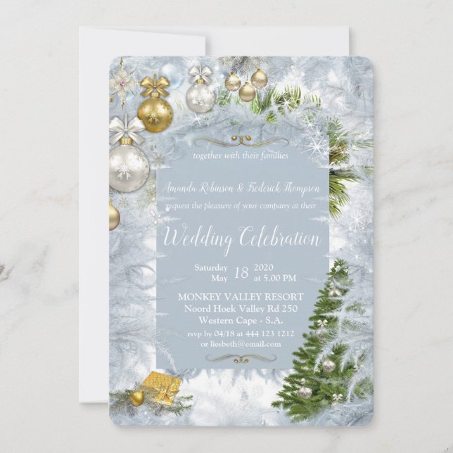 Invitación Boda de Navidades blancos (Anverso)