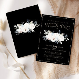 Invitación Boda de Navidades blancos y negros en invierno
